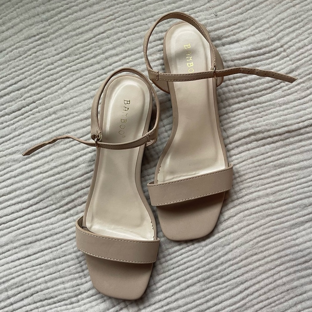 SHEIN Bamboo Brand Tan Low Heel Sandals